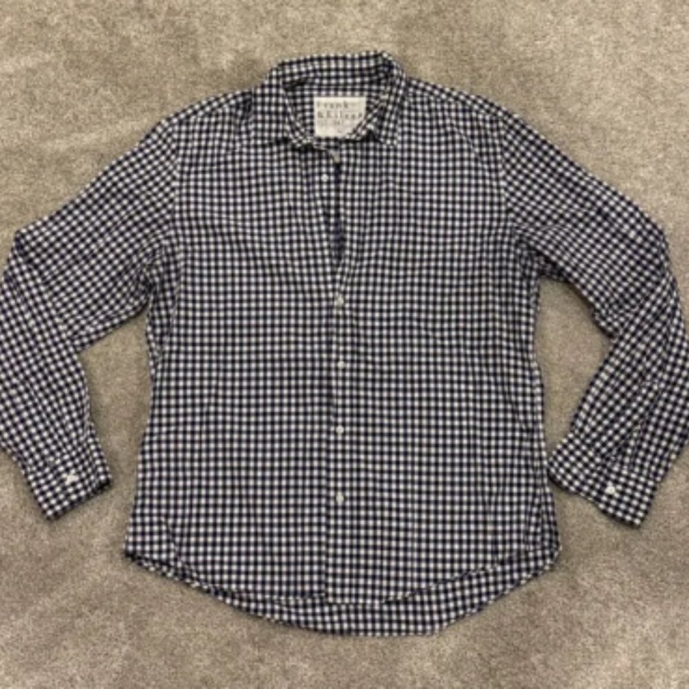 Frank & Eileen Men’s Finbar Blue White Gingham Check Button Down Size Large